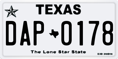 TX license plate DAP0178
