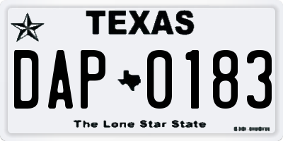 TX license plate DAP0183