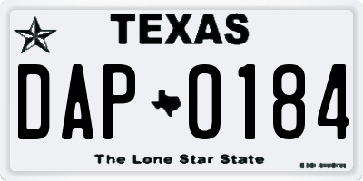 TX license plate DAP0184