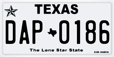 TX license plate DAP0186