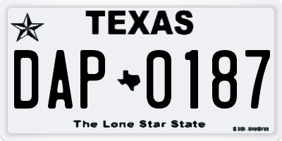 TX license plate DAP0187