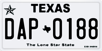 TX license plate DAP0188