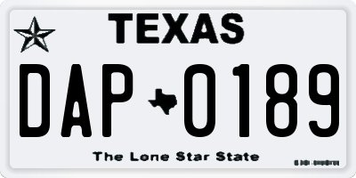 TX license plate DAP0189