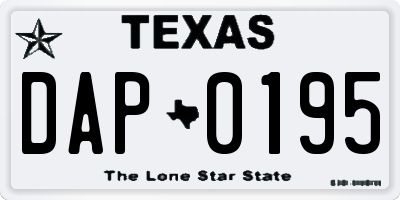 TX license plate DAP0195