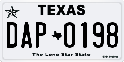 TX license plate DAP0198
