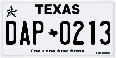 TX license plate DAP0213