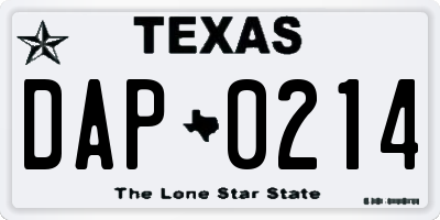 TX license plate DAP0214