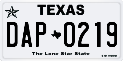 TX license plate DAP0219