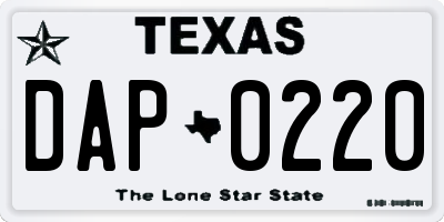 TX license plate DAP0220