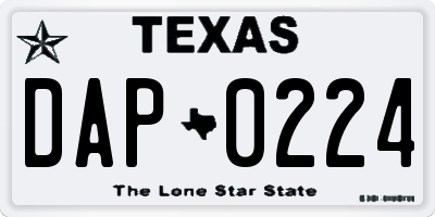 TX license plate DAP0224