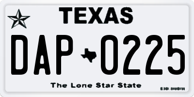 TX license plate DAP0225