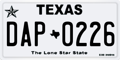 TX license plate DAP0226