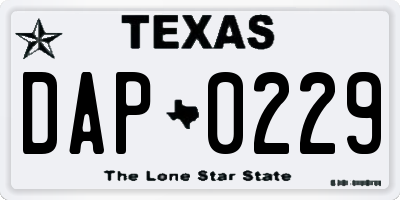 TX license plate DAP0229