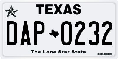TX license plate DAP0232