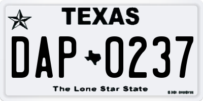 TX license plate DAP0237
