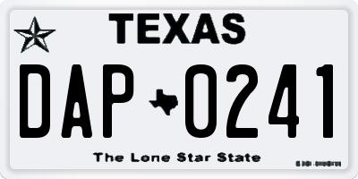 TX license plate DAP0241