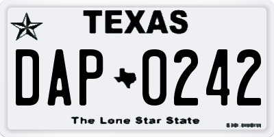 TX license plate DAP0242