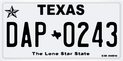 TX license plate DAP0243