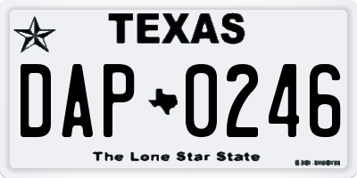 TX license plate DAP0246