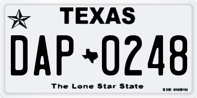 TX license plate DAP0248