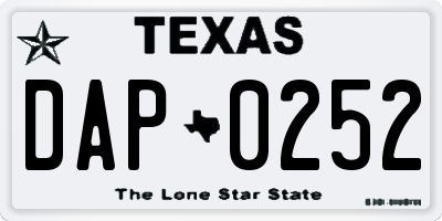 TX license plate DAP0252