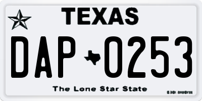 TX license plate DAP0253