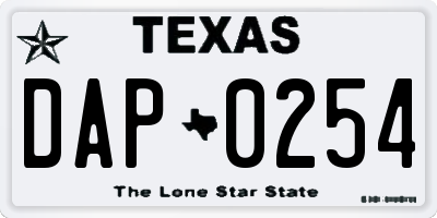 TX license plate DAP0254