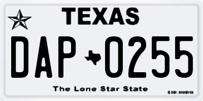 TX license plate DAP0255