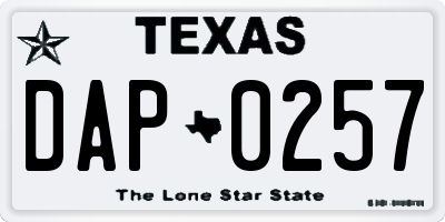 TX license plate DAP0257