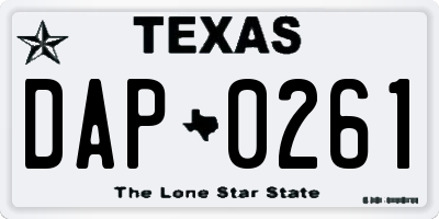 TX license plate DAP0261