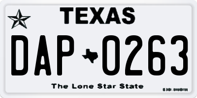 TX license plate DAP0263