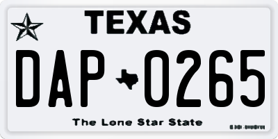 TX license plate DAP0265
