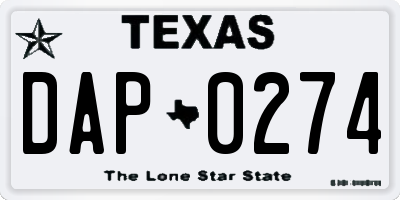 TX license plate DAP0274