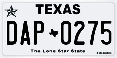 TX license plate DAP0275