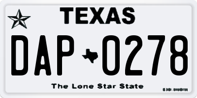 TX license plate DAP0278