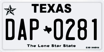 TX license plate DAP0281