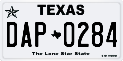 TX license plate DAP0284