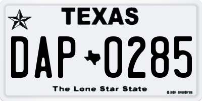 TX license plate DAP0285