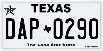 TX license plate DAP0290