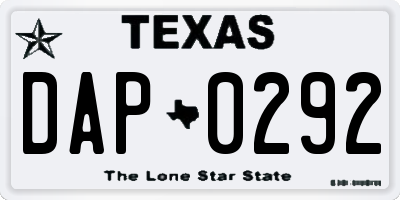 TX license plate DAP0292