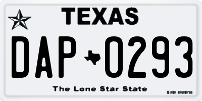 TX license plate DAP0293