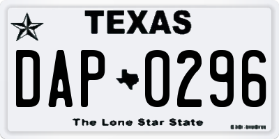 TX license plate DAP0296