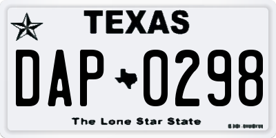 TX license plate DAP0298