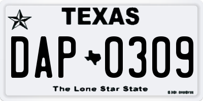 TX license plate DAP0309