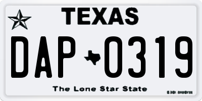 TX license plate DAP0319