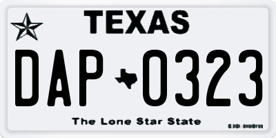 TX license plate DAP0323