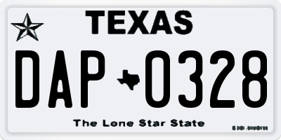 TX license plate DAP0328