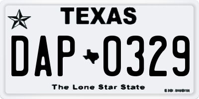 TX license plate DAP0329