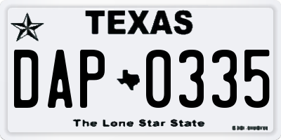 TX license plate DAP0335