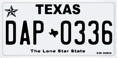 TX license plate DAP0336